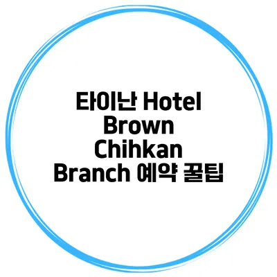 타이난 Hotel Brown Chihkan Branch 예약 꿀팁