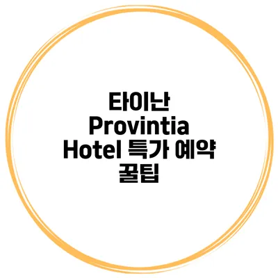 타이난 Provintia Hotel 특가 예약 꿀팁