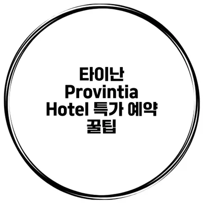 타이난 Provintia Hotel 특가 예약 꿀팁