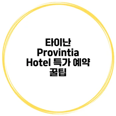 타이난 Provintia Hotel 특가 예약 꿀팁