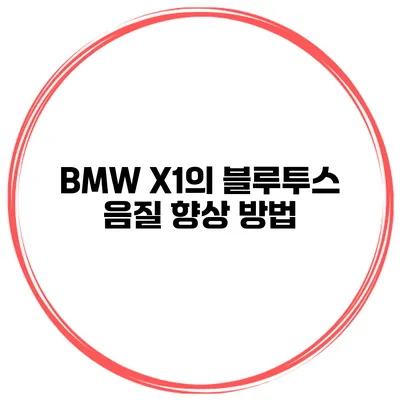 BMW X1의 블루투스 음질 향상 방법