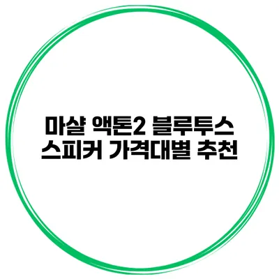 마샬 액톤2 블루투스 스피커 가격대별 추천