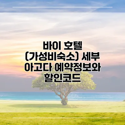 바이 호텔 (가성비숙소) 세부 아고다 예약정보와 할인코드