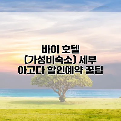 바이 호텔 (가성비숙소) 세부 아고다 할인예약 꿀팁