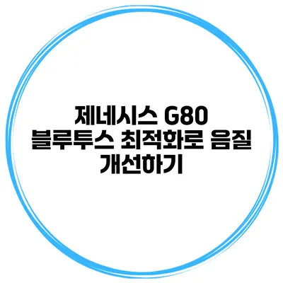 제네시스 G80 블루투스 최적화로 음질 개선하기