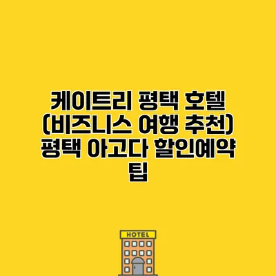 케이트리 평택 호텔 (비즈니스 여행 추천) 평택 아고다 할인예약 팁