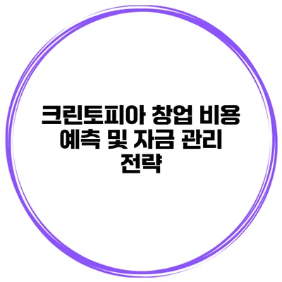 크린토피아 창업 비용 예측 및 자금 관리 전략