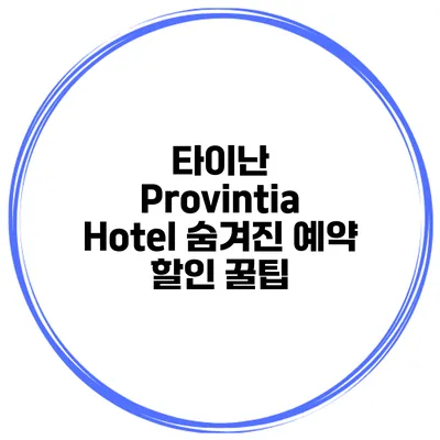 타이난 Provintia Hotel 숨겨진 예약 할인 꿀팁