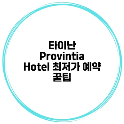 타이난 Provintia Hotel 최저가 예약 꿀팁