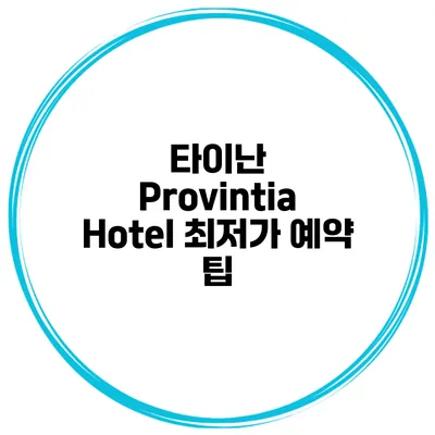 타이난 Provintia Hotel 최저가 예약 팁