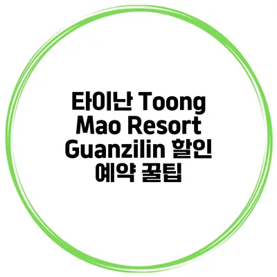 타이난 Toong Mao Resort Guanzilin 할인 예약 꿀팁